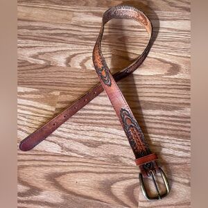 Vintage Leather Belt Brown with Detailing Men’s Size 30